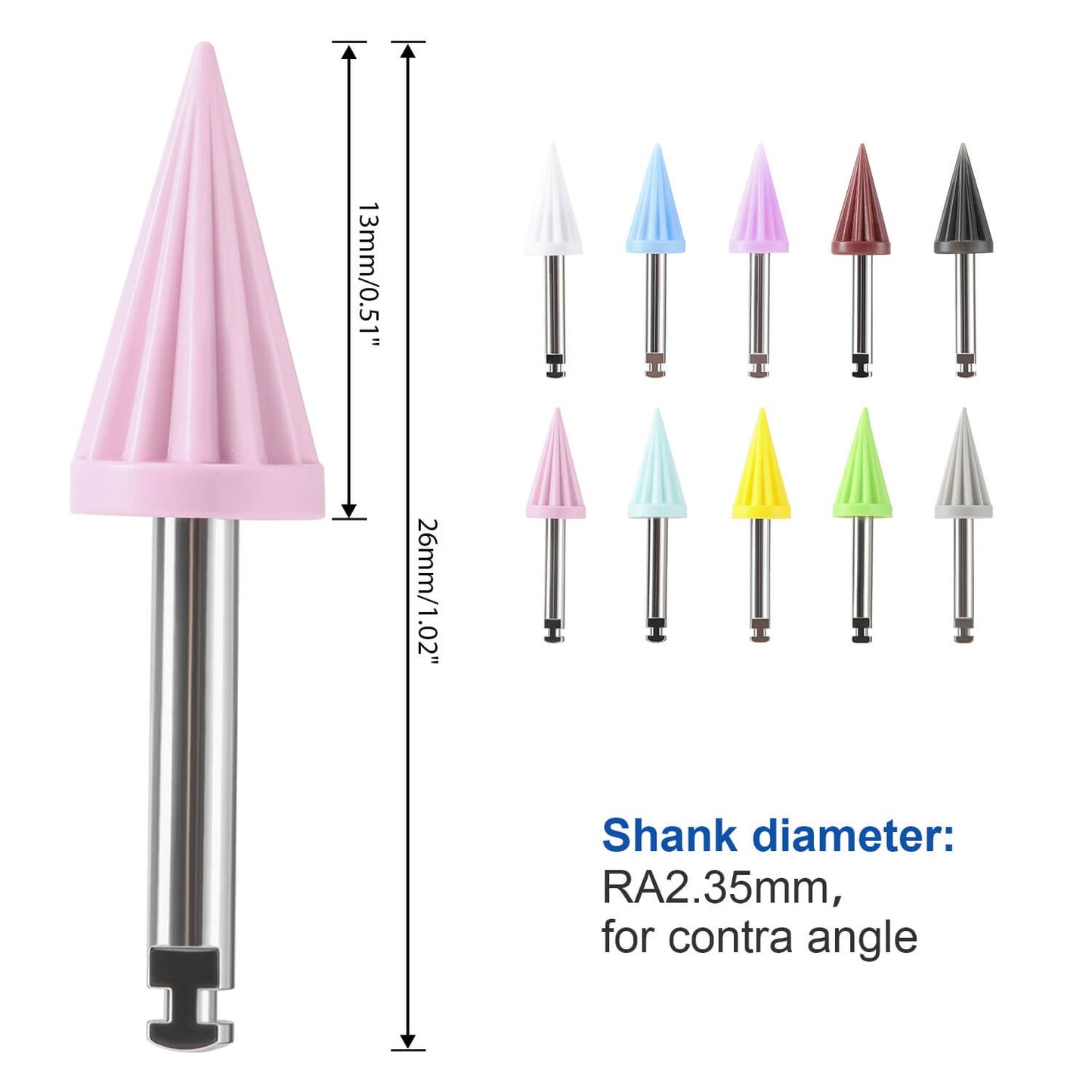 Dental Silicone Rubber Tapered Polishing Prophy Soft/Hard Cup Umbrella Shape 10pcs/Bag - azdentall.com