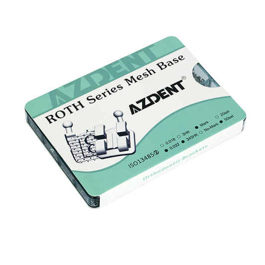 AZDENT Dental Metal Brackets Mini Roth 0.022 Hooks on 345 Mesh Base 50Sets/Box (1000pcs)