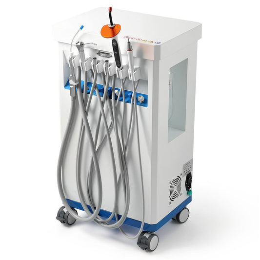 Portable Dental Unit Delivery Cart 4 Holes with Woodpecker Ultrasonic Scaler & Curing Light - azdentall.com