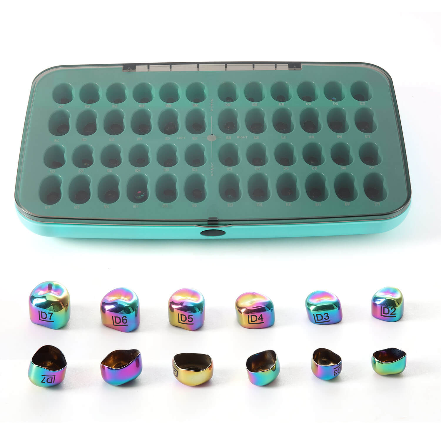 Dental Colored Primary Molar Kids Crown Teeth Stainless Steel Preformed Temporary Crowns Kit 48pcs/Box - azdentall.com