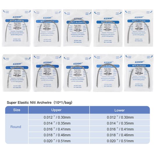 AZDENT Archwire Niti Super Elastic Natural Round Full Size 10pcs/Pack - wholesale.azdentall.com