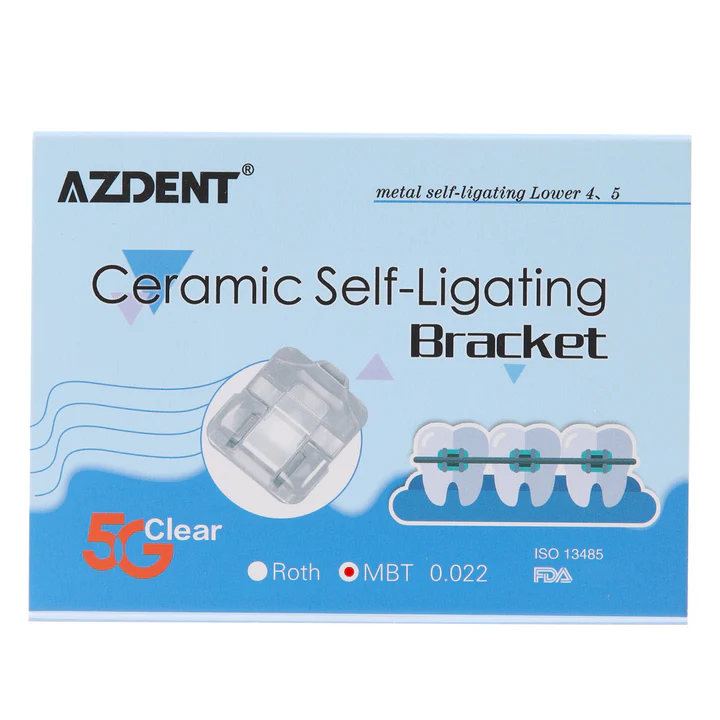 AZDENT Dental 5G Clear Ceramic Self-Ligating Bracket Roth/MBT 0.022 with Upper 3 Hook