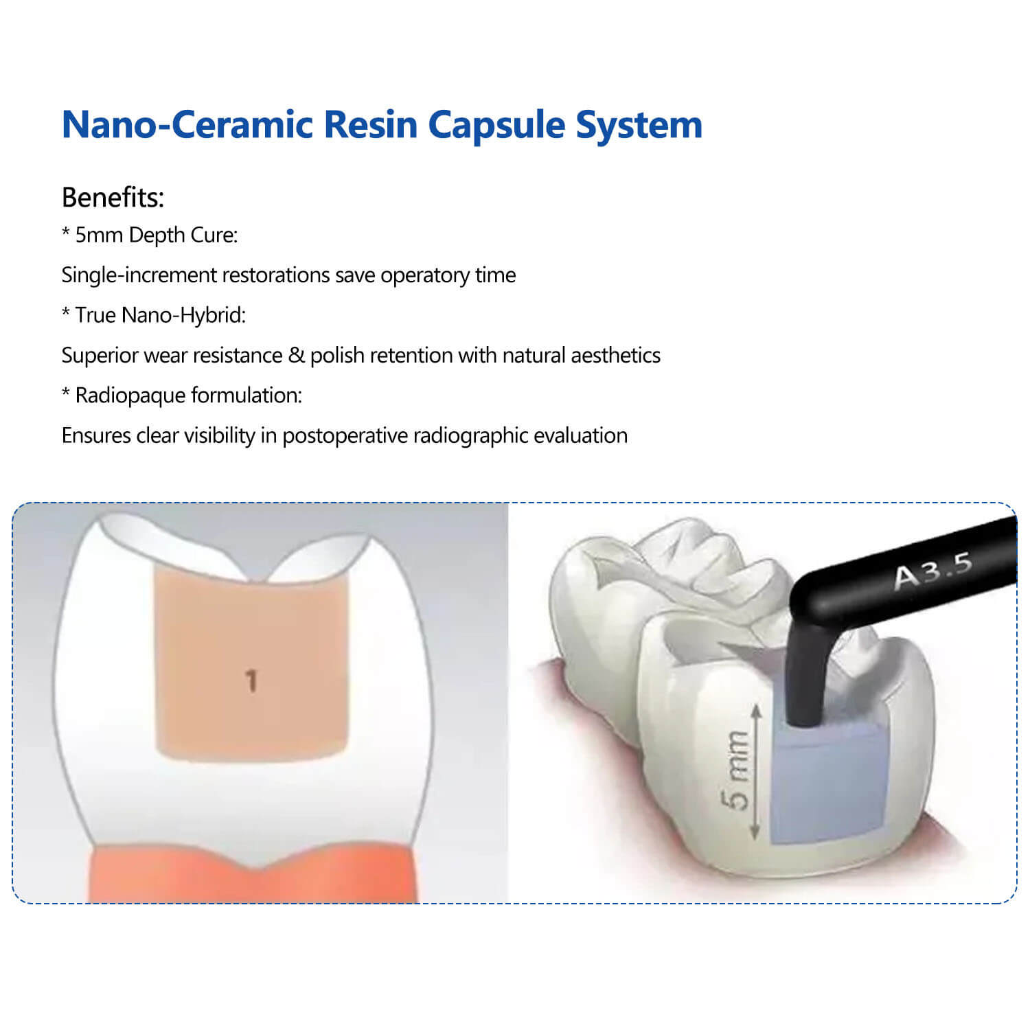 Dental Nano-Ceramic Composite Resin Light Cure Capsule A1/A2/A3/A3.5 0.3gx10 capsule/Box - azdentall.com