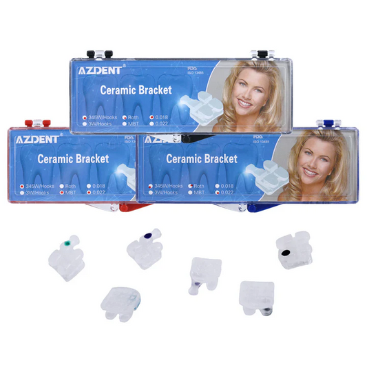 AZDENT Dental Orthodontic Ceramic Brackets Mesh Base Full Size 20pcs/Box
