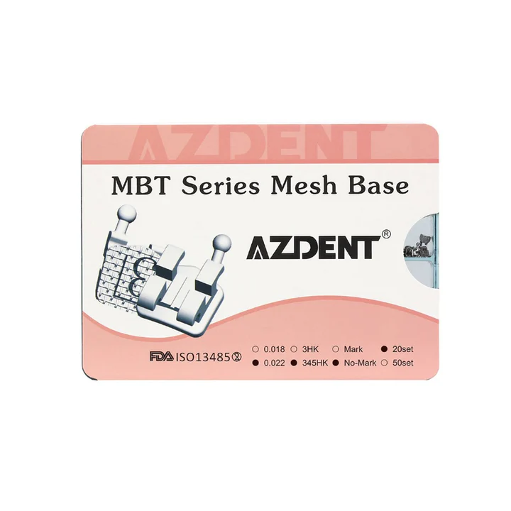 AZDENT Dental Mesh Base Metal Brackets Mini Roth/MBT .022 Hooks on 345 400pcs/Box