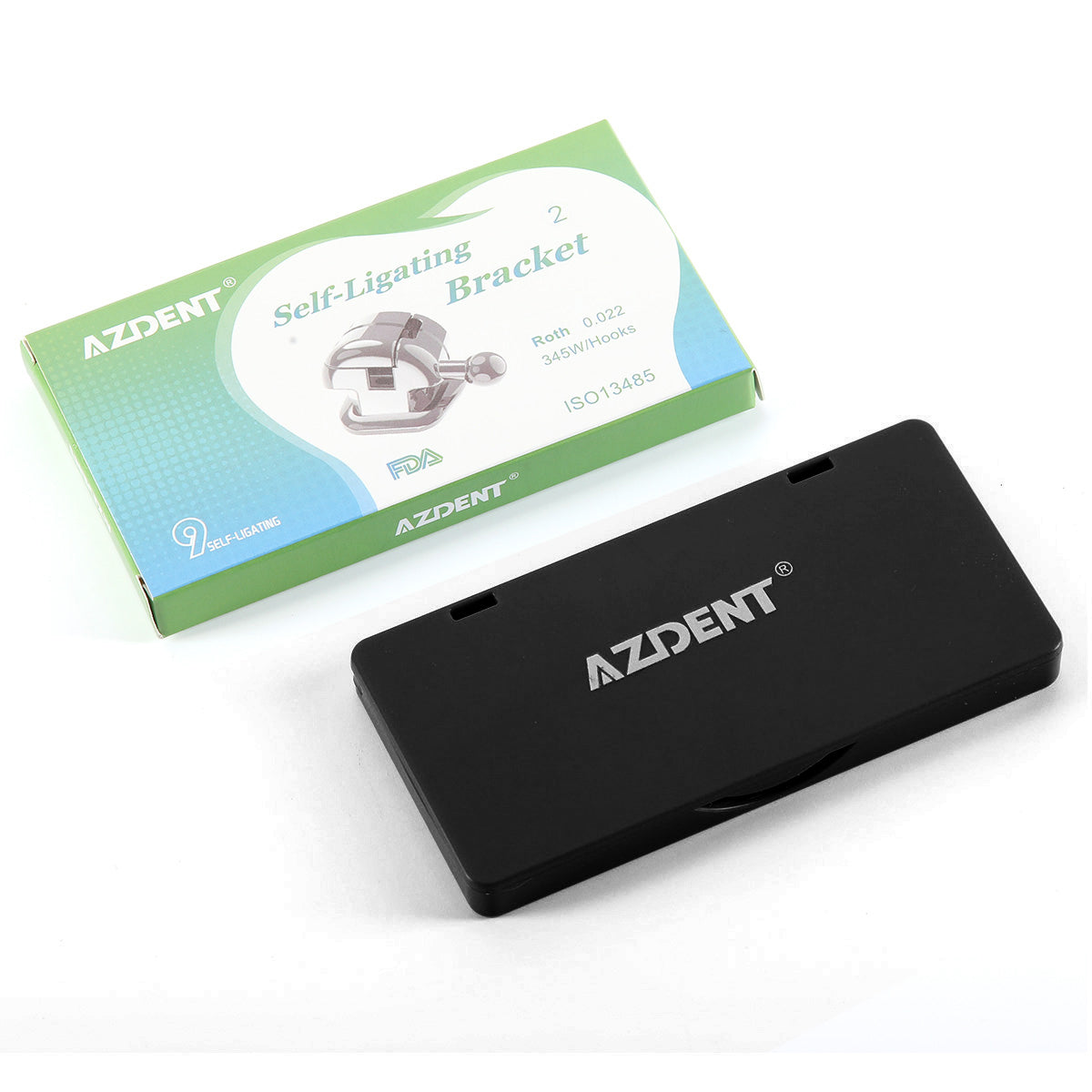 AZDENT Dental Self-Ligating Brackets Half Spherical Roth/MBT .022 Hooks On 345 With Buccal Tube 24pcs/Box