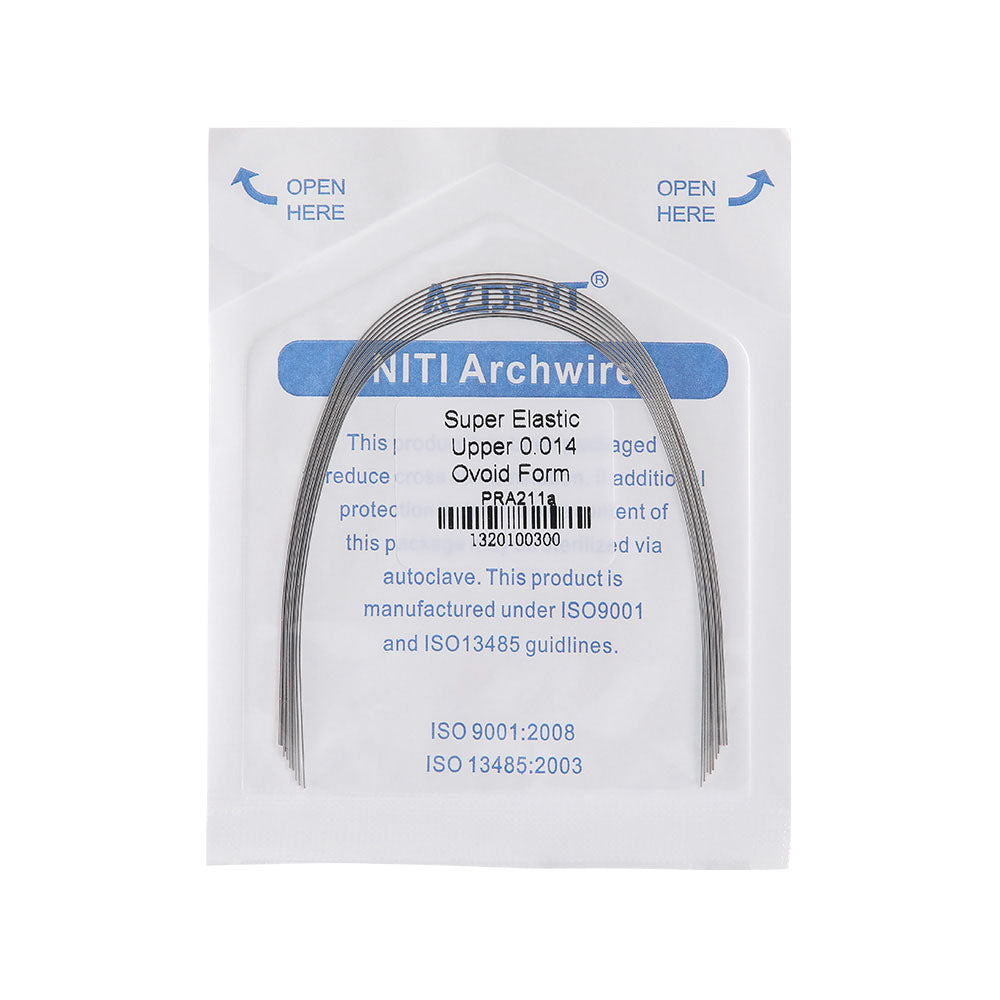 AZDENT Archwire NiTi Super Elastic Ovoid Round 0.014 Upper 10pcs/Pack - wholesale.azdentall.com