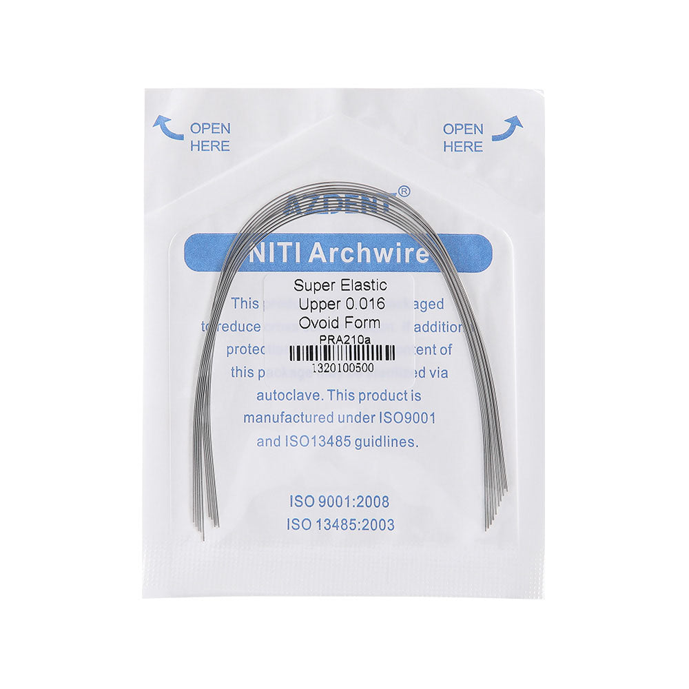 AZDENT Archwire NiTi Super Elastic Ovoid Round 0.016 Upper 10pcs/Pack - wholesale.azdentall.com