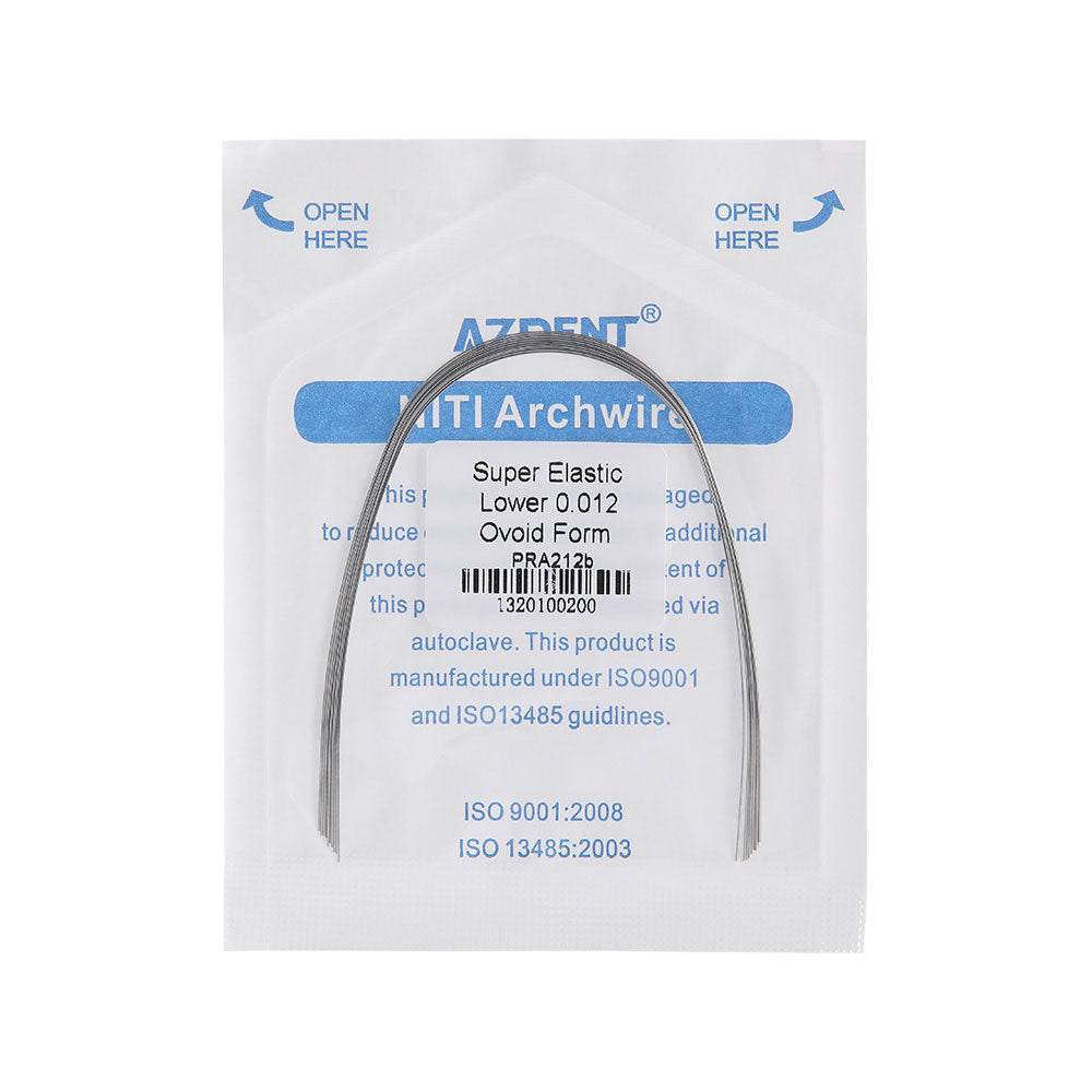 AZDENT Archwire NiTi Super Elastic Ovoid Round 0.012 Lower 10pcs/Pack - wholesale.azdentall.com