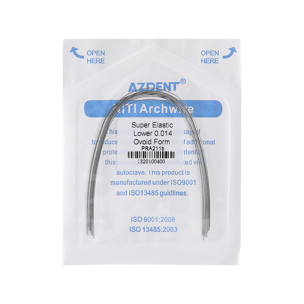 AZDENT Archwire NiTi Super Elastic Ovoid Round 0.014 Lower 10pcs/Pack - wholesale.azdentall.com