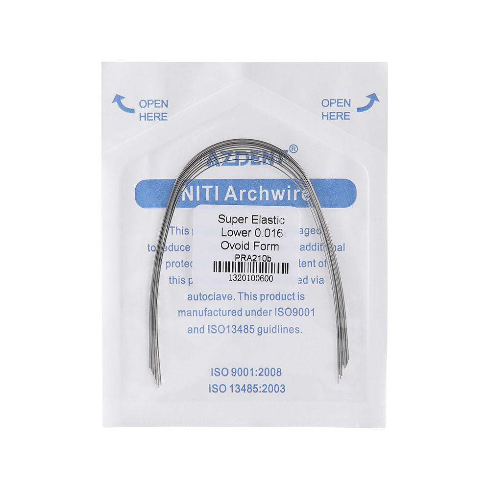 AZDENT Archwire NiTi Super Elastic Ovoid Round 0.016 Lower 10pcs/Pack - wholesale.azdentall.com