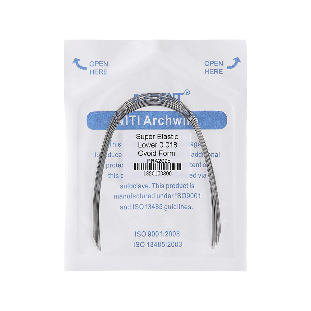 AZDENT Archwire NiTi Super Elastic Ovoid Round 0.018 Lower 10pcs/Pack - wholesale.azdentall.com
