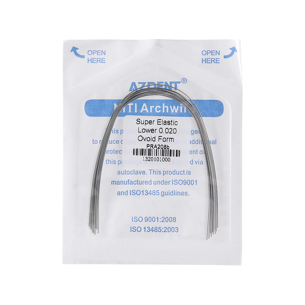 AZDENT Archwire NiTi Super Elastic Ovoid Round 0.020 Lower 10pcs/Pack - wholesale.azdentall.com