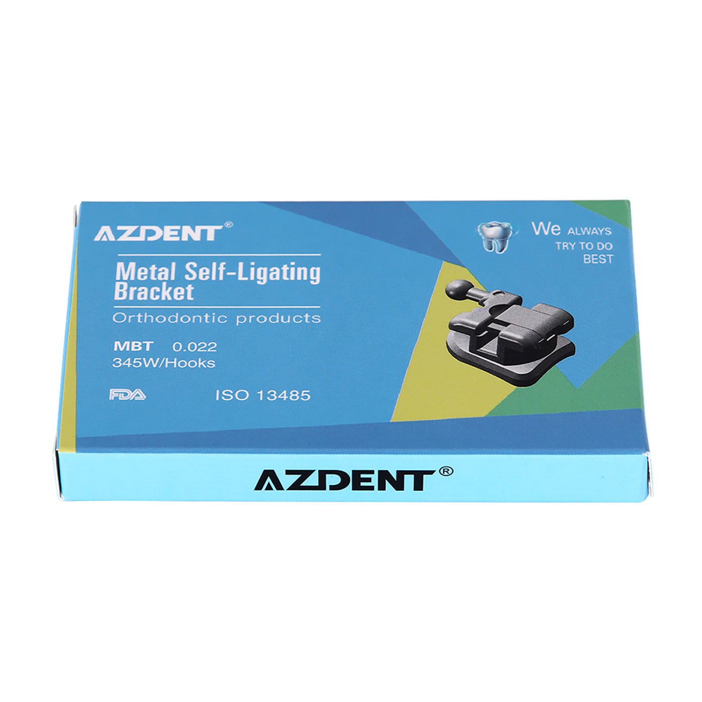 AZDENT Dental Metal Self Ligating Mini Bracket Roth/MBT .022 Hooks 345 With 4 Buccal Tube 20+4/Box
