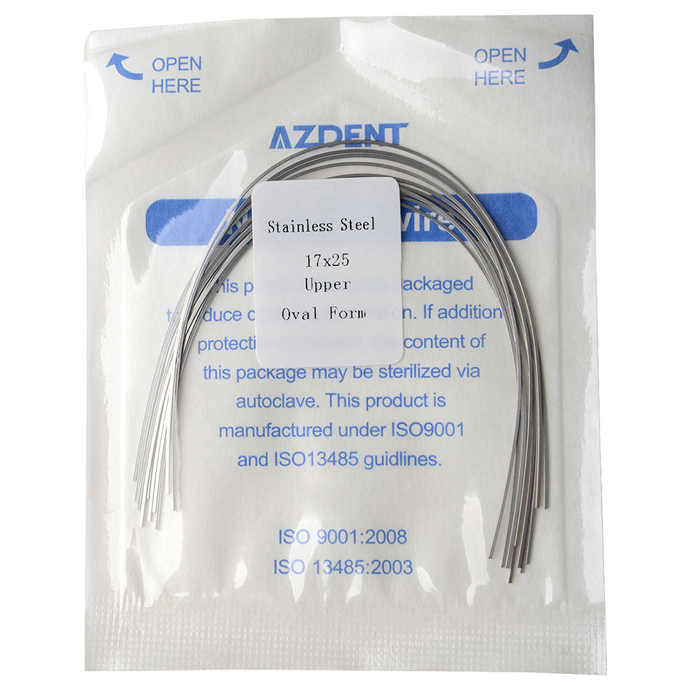 AZDENT Archwire Stainless Steel Rectangular Oval 0.017 x 0.025 Upper 10pcs/Pack - wholesale.azdentall.com