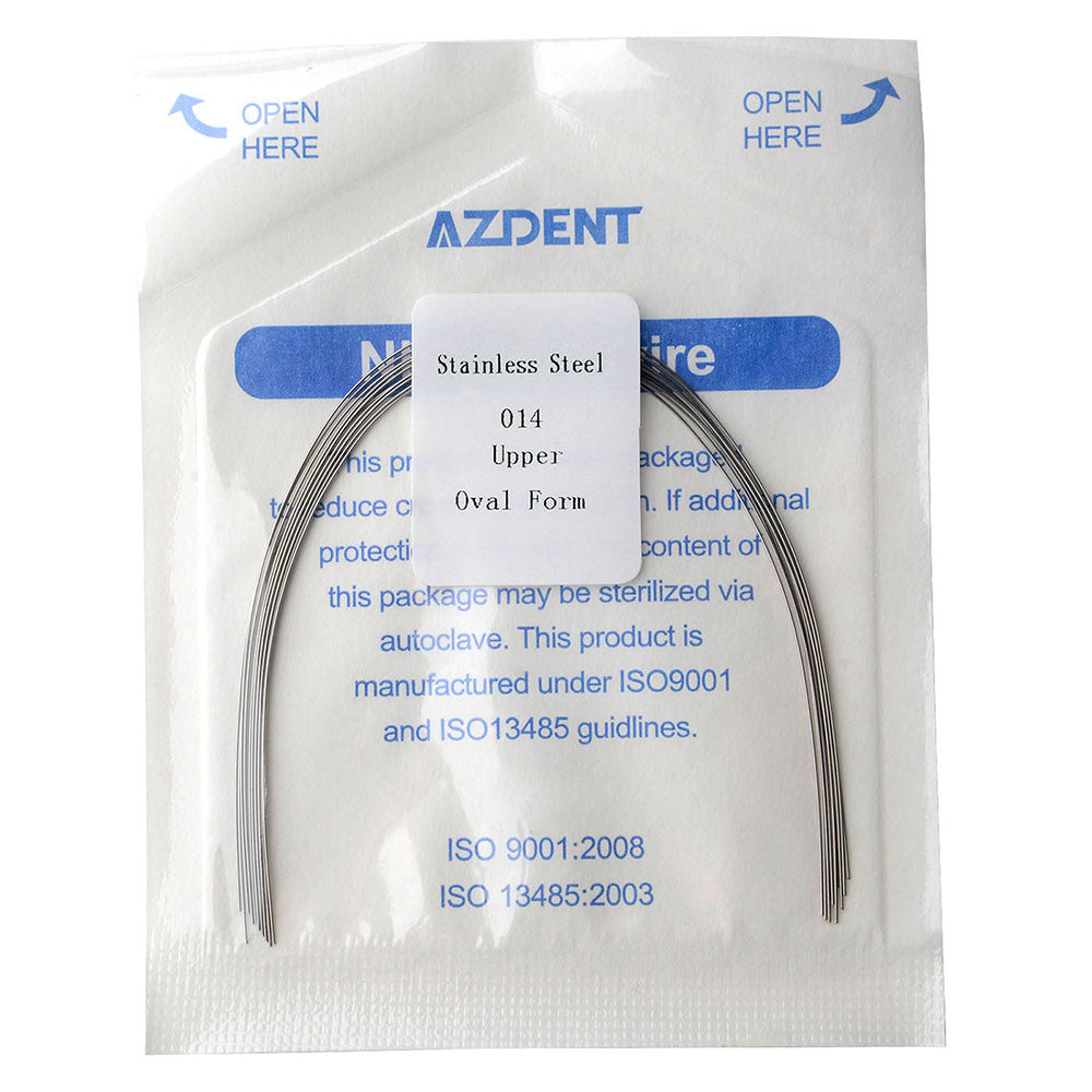 AZDENT Archwire Stainless Steel Round Oval 0.014 Upper 10pcs/Pack- wholesale.azdentall.com