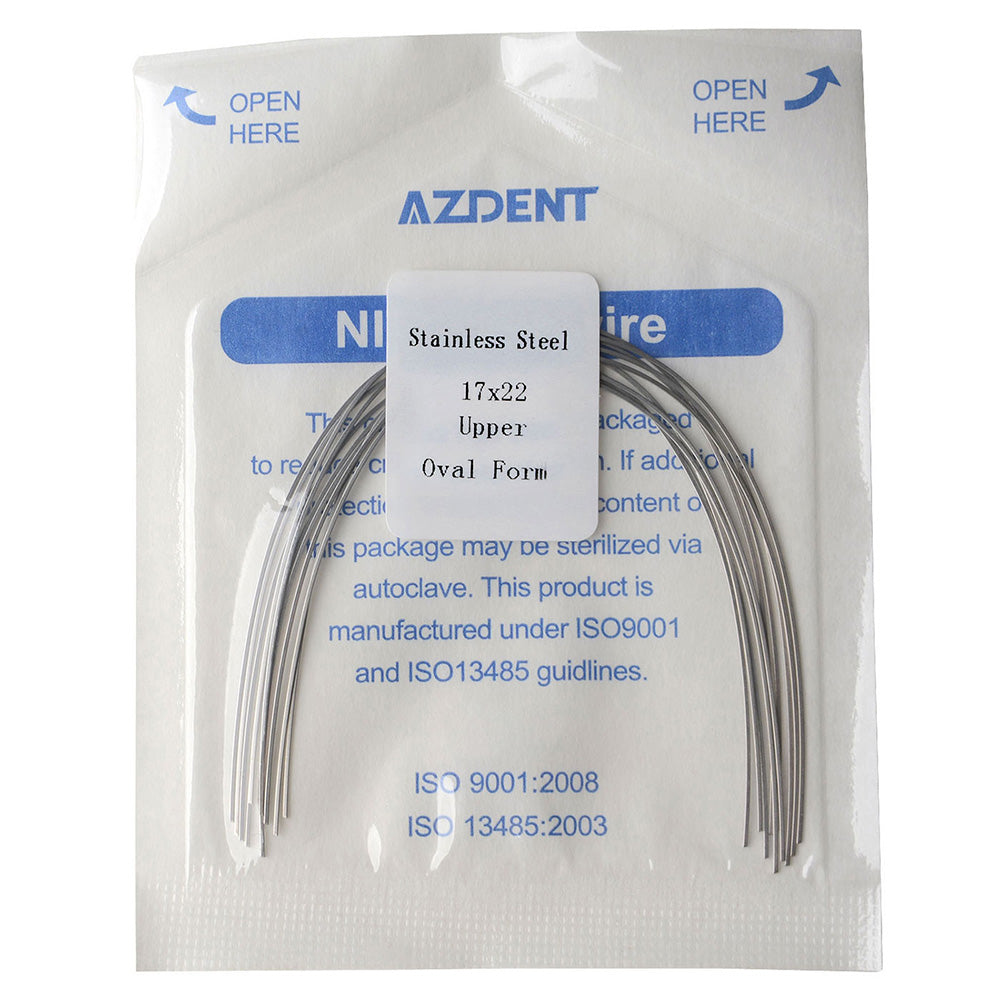 AZDENT Archwire Stainless Steel Rectangular Oval 0.017 x 0.022 Upper 10pcs/Pack - wholesale.azdentall.com