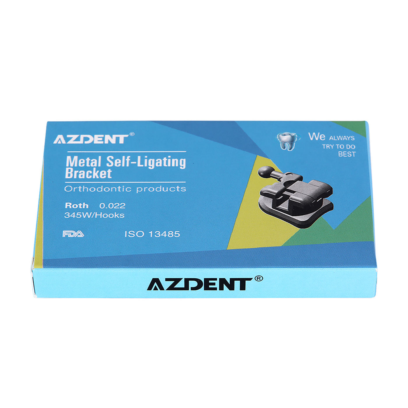 AZDENT Dental Metal Self Ligating Mini Bracket Roth/MBT .022 Hooks 345 With 4 Buccal Tube 20+4/Box