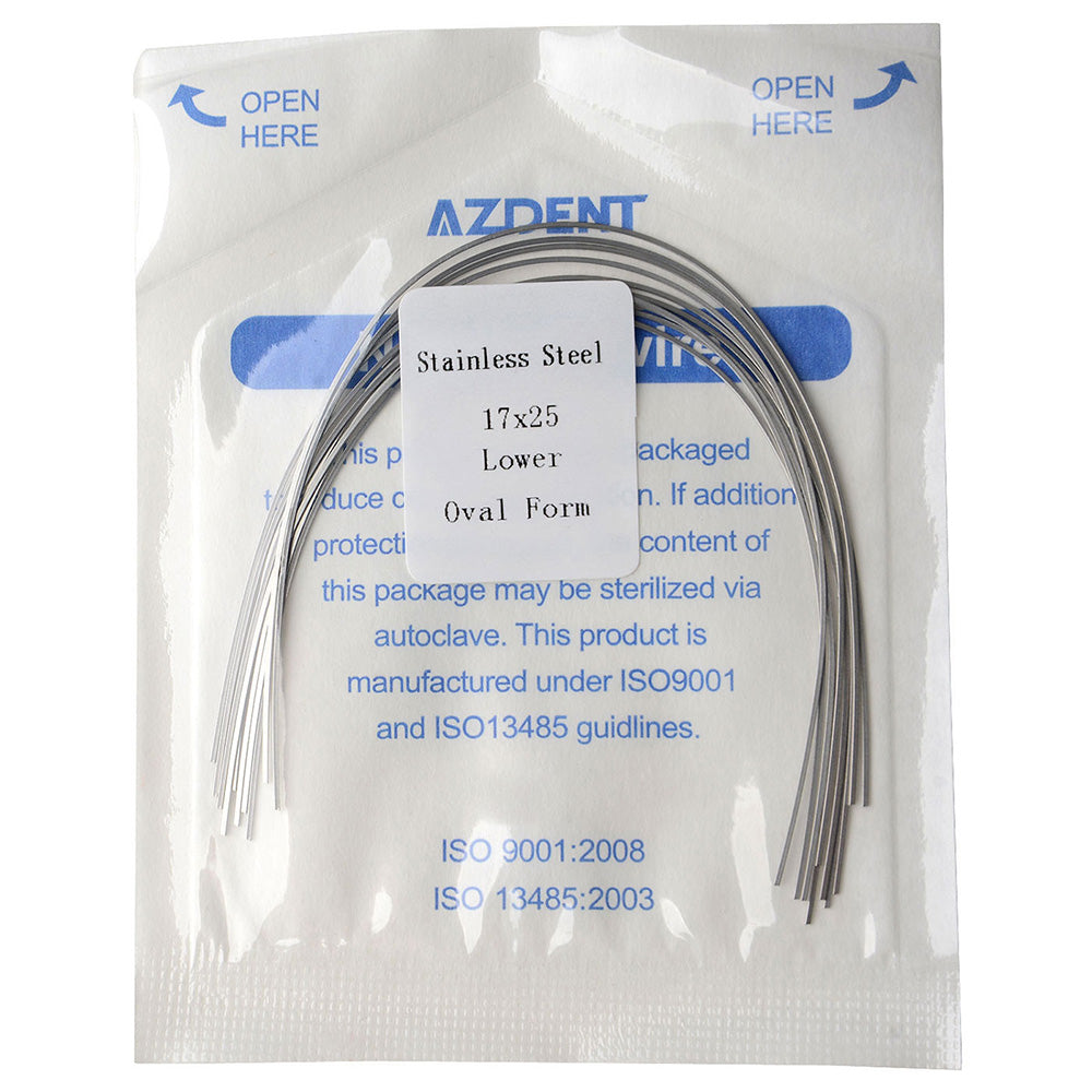 AZDENT Archwire Stainless Steel Rectangular Oval 0.017 x 0.025 Lower 10pcs/Pack - wholesale.azdentall.com