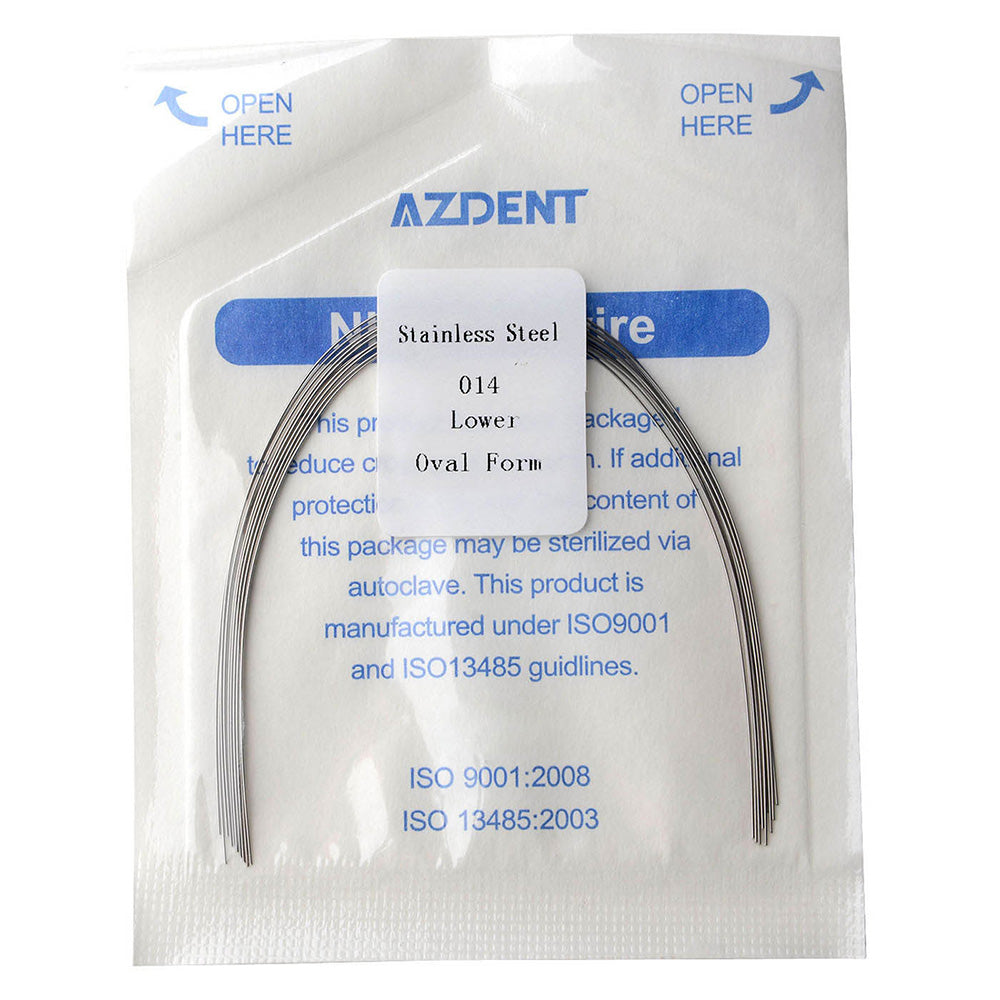 AZDENT Archwire Stainless Steel Round Oval 0.014 Lower 10pcs/Pack - wholesale.azdentall.com