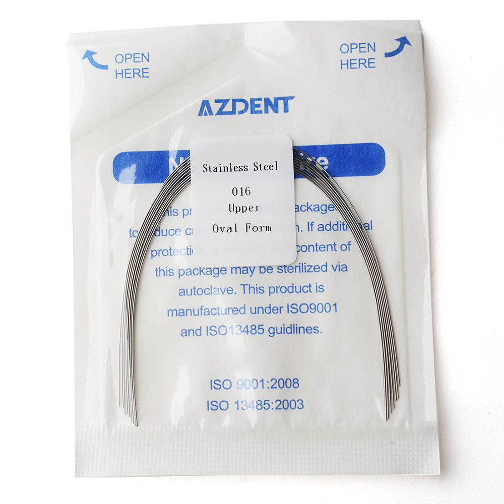 AZDENT Archwire Stainless Steel Round Oval 0.016 Upper 10pcs/Pack - wholesale.azdentall.com
