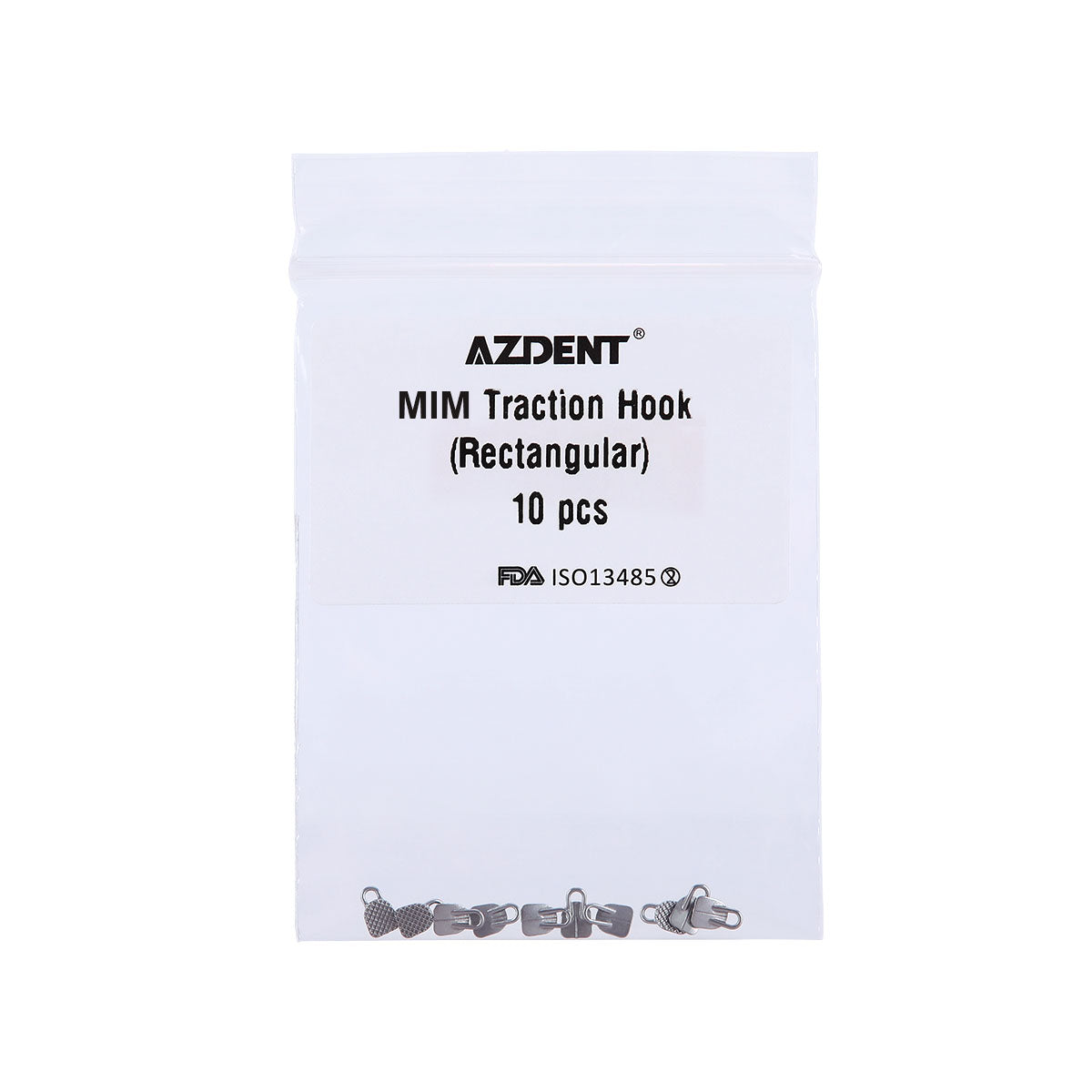 AZDENT Dental Lingual Button Consumables Round/Rectangular Bondable Traction Hook 10/Bag
