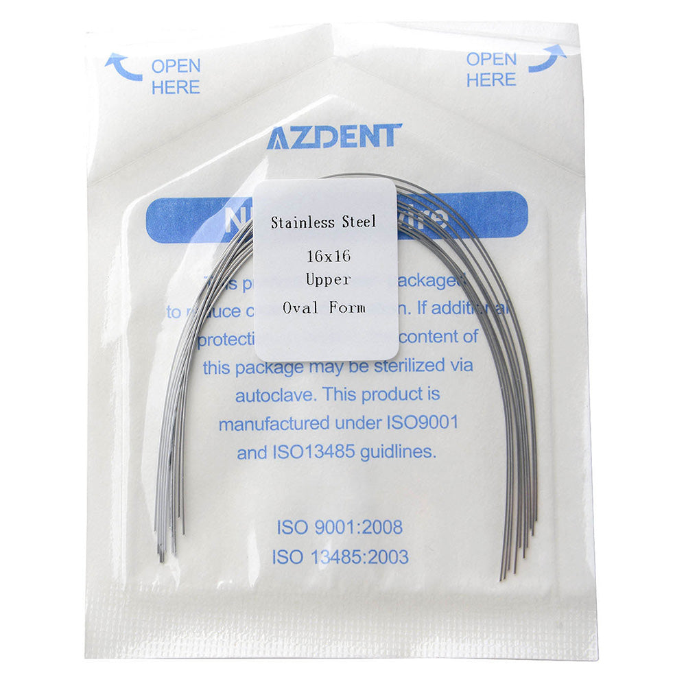 AZDENT Archwire Stainless Steel Rectangular Oval 0.016 x 0.016 Upper 10pcs/Pack - wholesale.azdentall.com