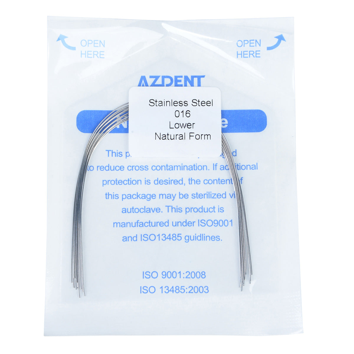 AZDENT Archwire Stainless Steel Round Natural 0.016 Lower 10pcs/Pack - wholesale.azdentall.com