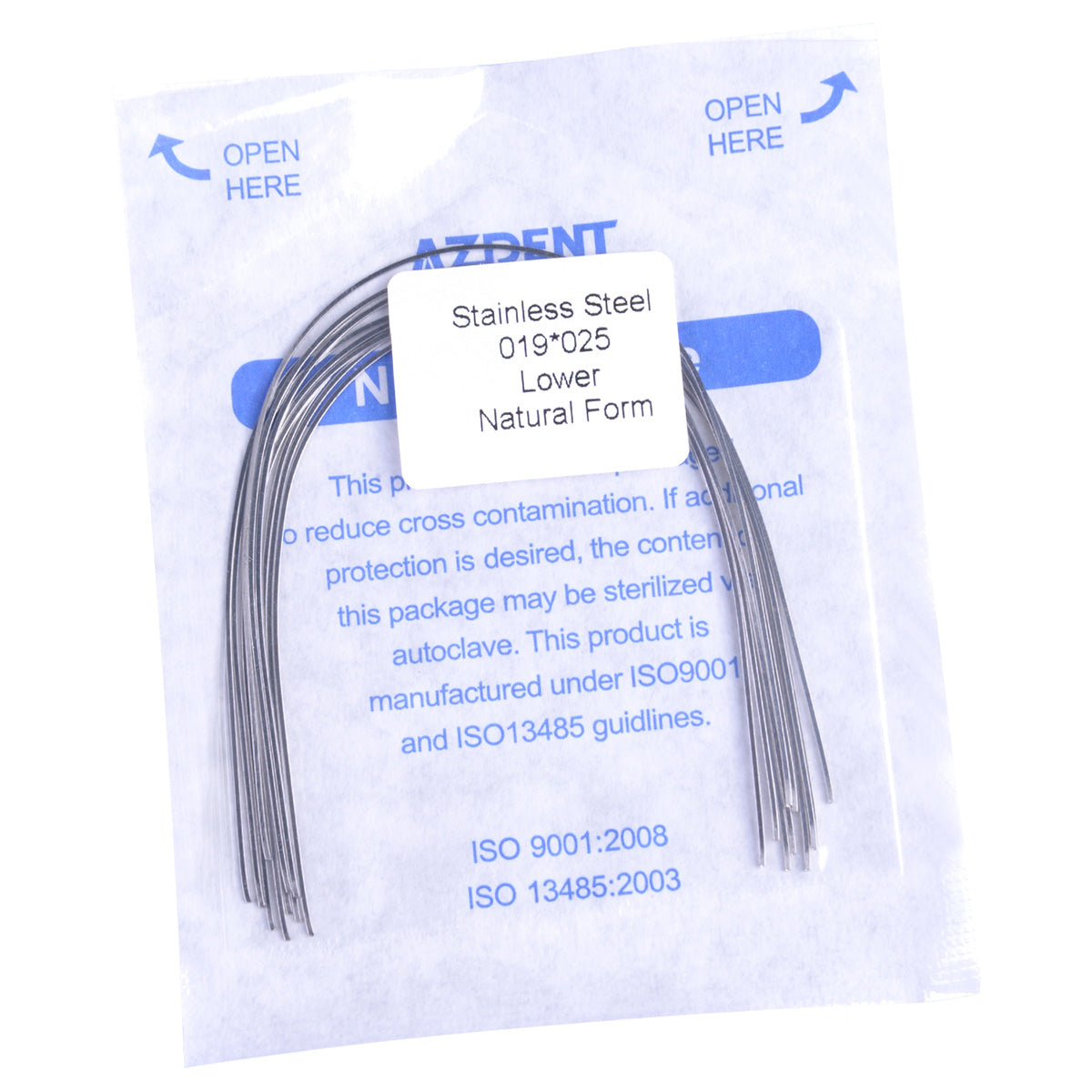 AZDENT Archwire Stainless Steel Rectangular Natural 0.019x0.025 Lower 10pcs/Pack - wholesale.azdentall.com