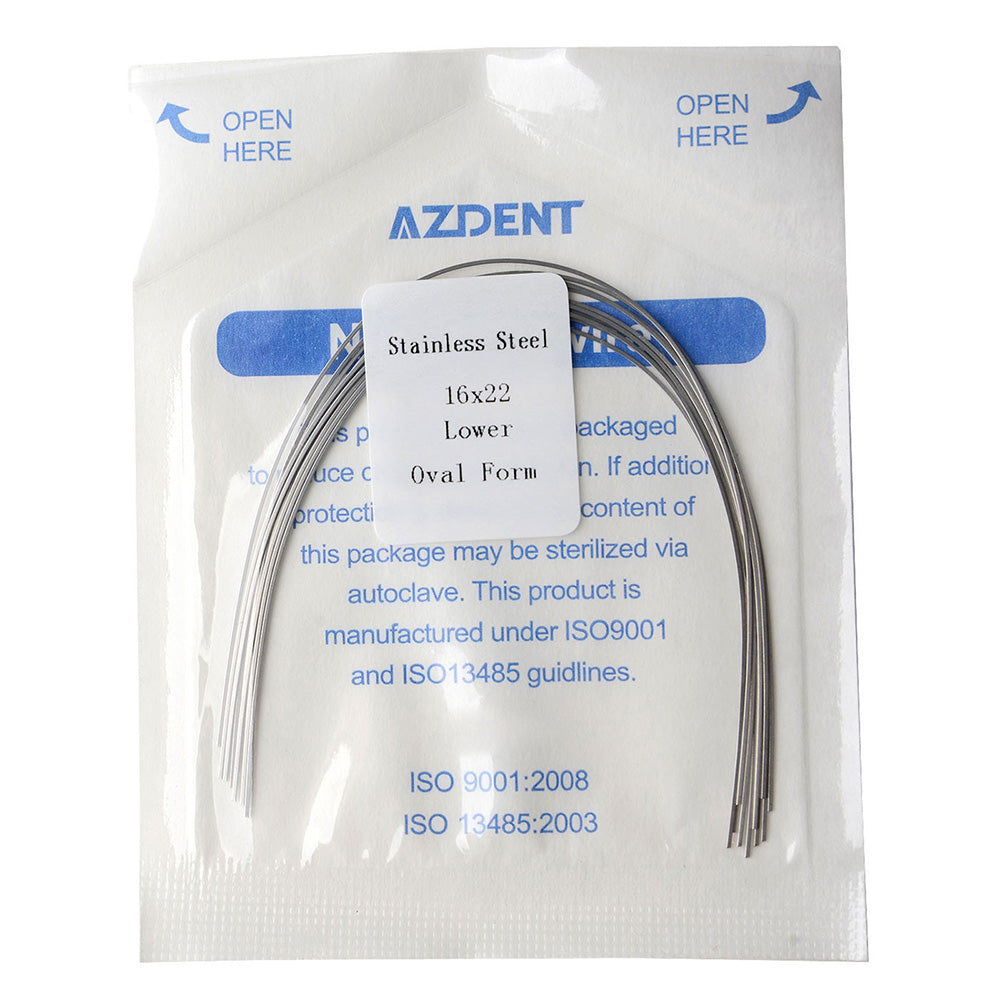 AZDENT Archwire Stainless Steel Rectangular Oval 0.016 x 0.022 Lower 10pcs/Pack - wholesale.azdentall.com
