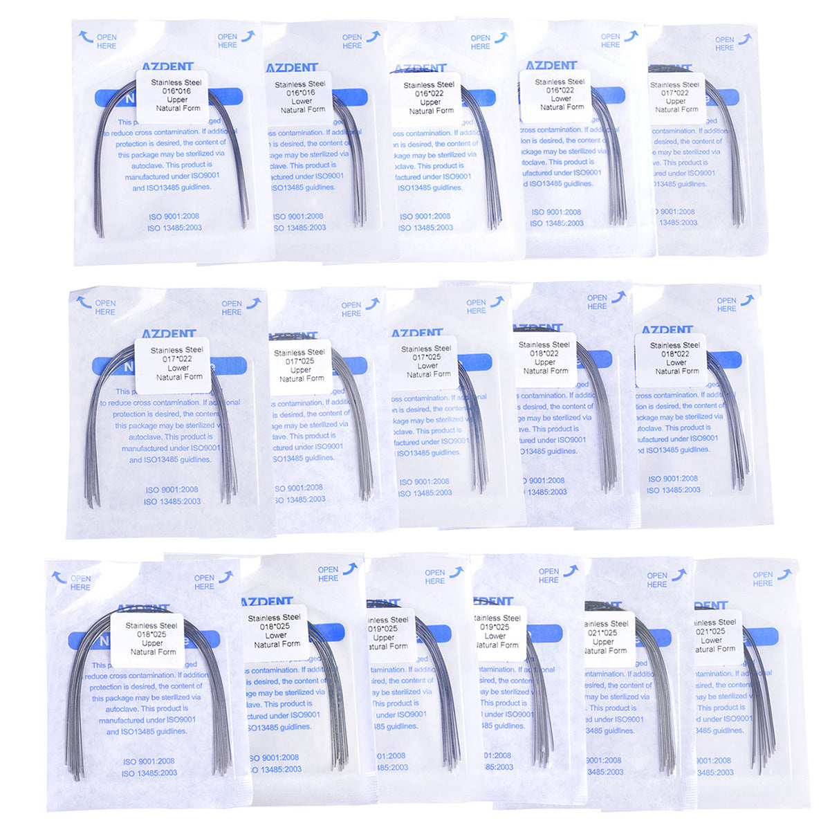 AZDENT Archwire Stainless Steel Rectangular Natural Full Size 10pcs/Pack - wholesale.azdentall.com