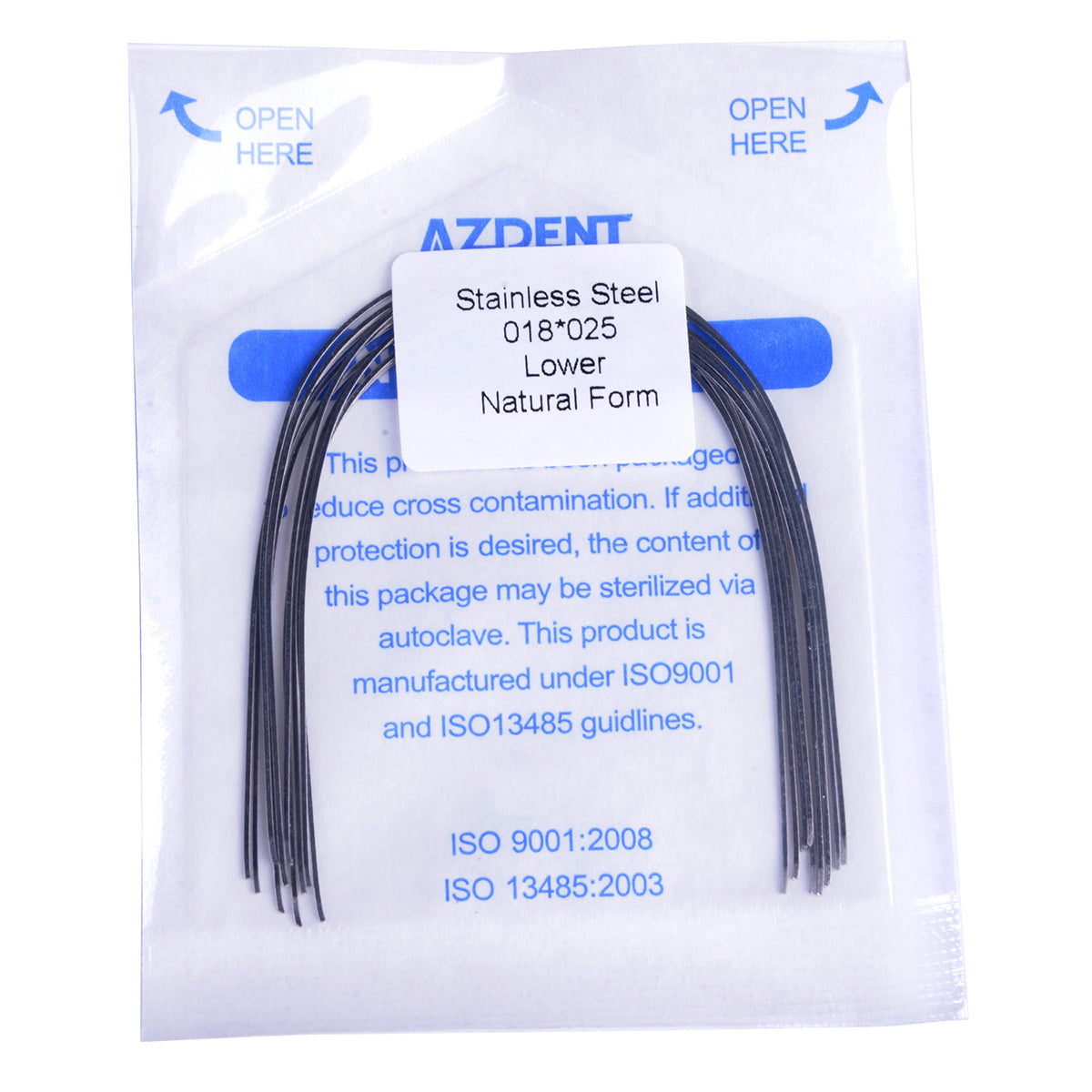 AZDENT Archwire Stainless Steel Rectangular Natural 0.018x0.025 Lower 10pcs/Pack - wholesale.azdentall.com