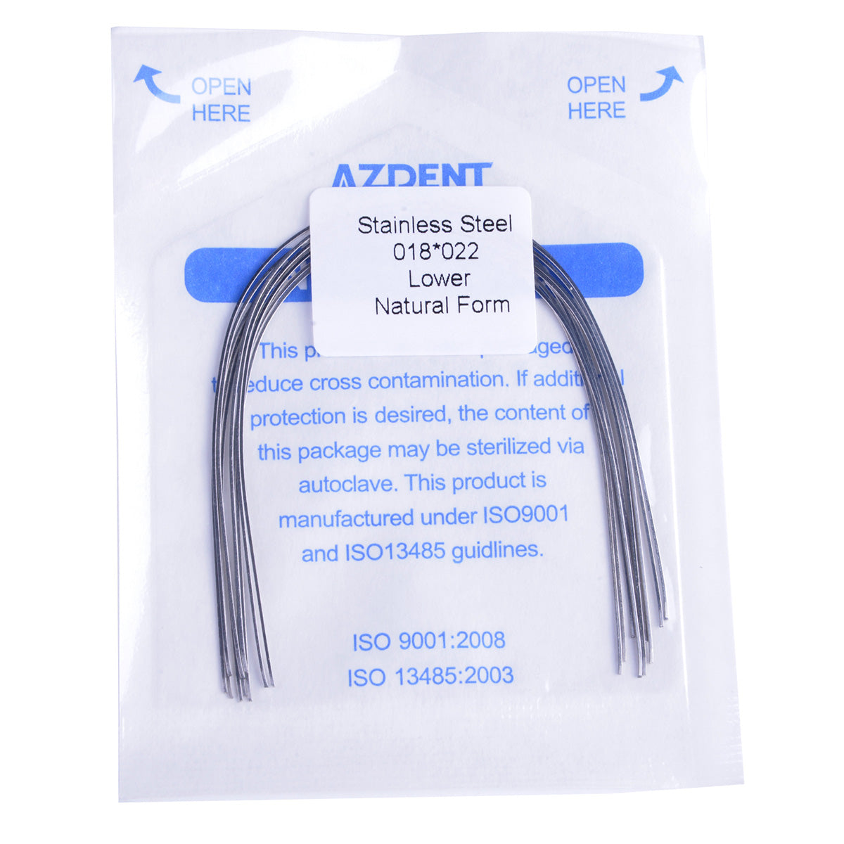 AZDENT Archwire Stainless Steel Rectangular Natural 0.018x0.022 Lower 10pcs/Pack - wholesale.azdentall.com