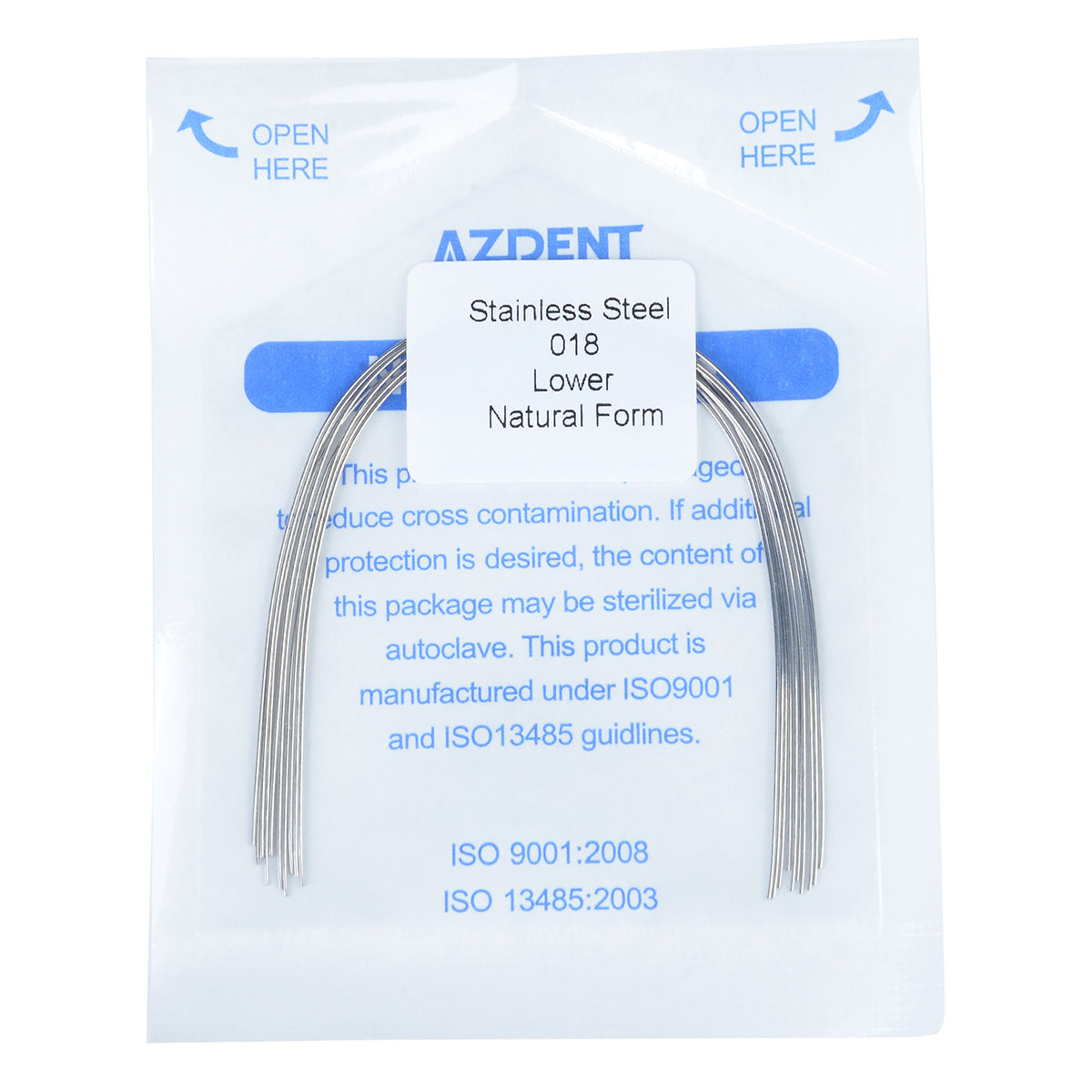 AZDENT Archwire Stainless Steel Round Natural 0.018 Lower 10pcs/Pack - wholesale.azdentall.com
