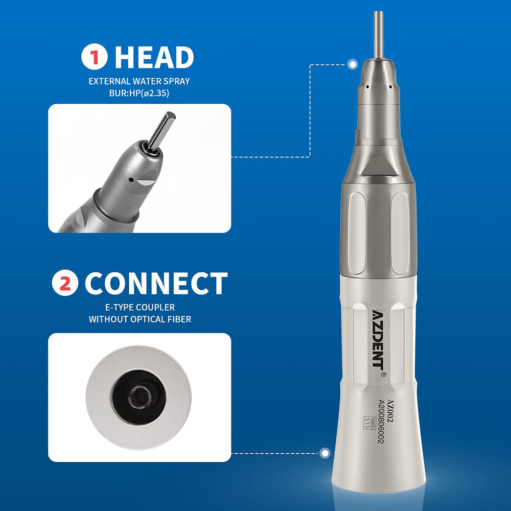AZDENT 1:1 Low Speed Straight Nose Cone Handpiece With External Water Spray