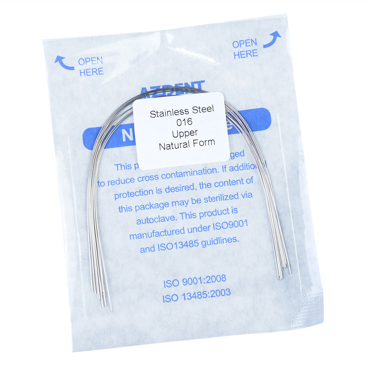 AZDENT Archwire Stainless Steel Round Natural 0.016 Upper 10pcs/Pack - wholesale.azdentall.com