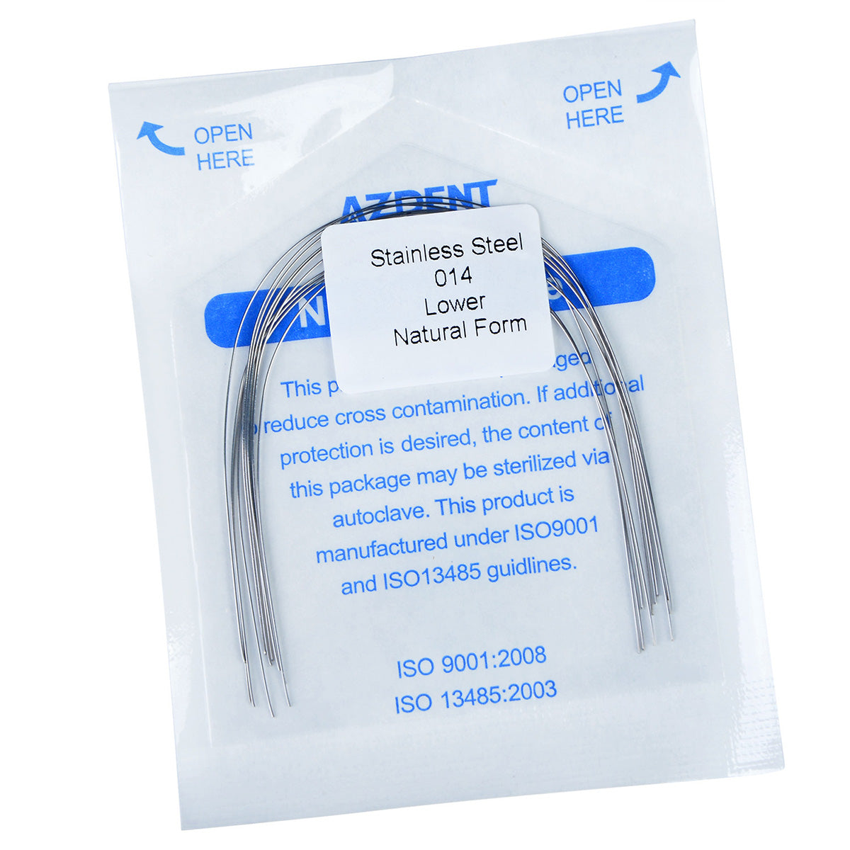 AZDENT Archwire Stainless Steel Round Natural 0.014 Lower 10pcs/Pack - wholesale.azdentall.com