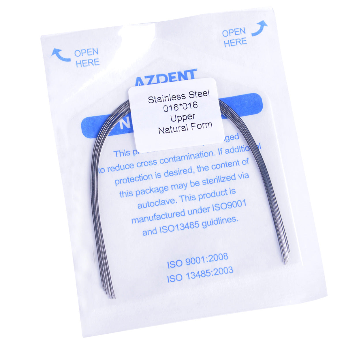 AZDENT Archwire Stainless Steel Rectangular Natural 0.016x0.016 Upper 10pcs/Pack - wholesale.azdentall.com