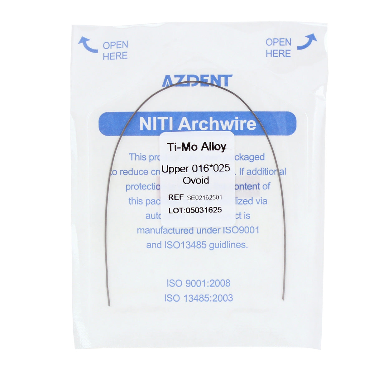 AZDENT Arch Wire TMA Beta Ti-Mo Alloy Rectangular 0.016 x 0.025 Upper 1 pc/Pack - wholesale.azdentall.com