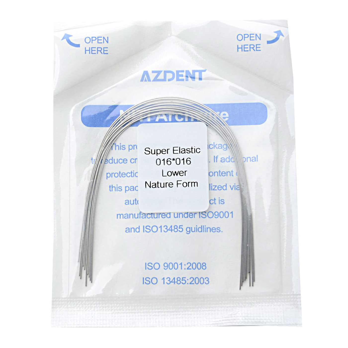 AZDENT Archwire Niti Super Elastic Natural Rectangular 0.016 x 0.016 Lower 10pcs/Pack - wholesale.azdentall.com