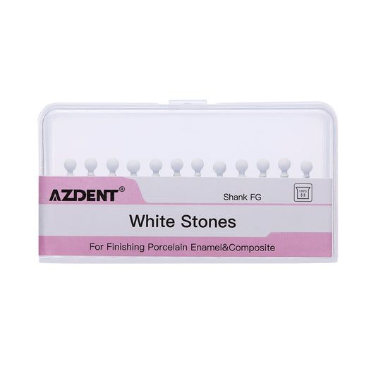 AZDENT Dental Polishing FG Burs Round Shape White Stone 12pcs/Kit