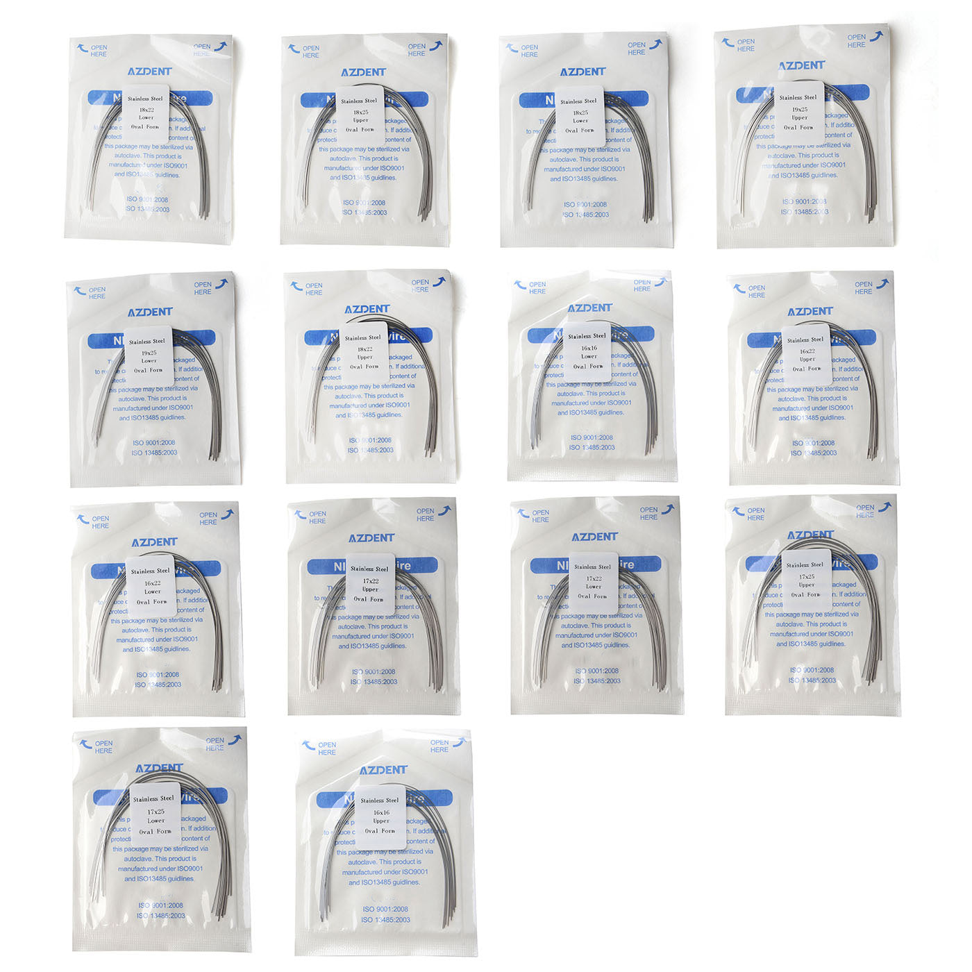 AZDENT Archwire Stainless Steel Rectangular Oval Full Size 10pcs/Pack - wholesale.azdentall.com