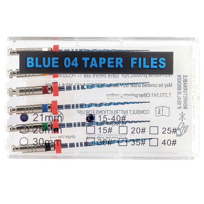 Dental NiTi Endo V Blue Engine Use Rotary File 21mm/25mm Taper .04/.06 #15-40 6pcs/Pack - azdentall.com