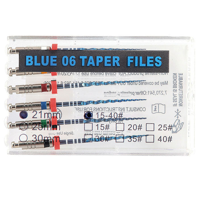 Dental NiTi Endo V Blue Engine Use Rotary File 21mm/25mm Taper .04/.06 #15-40 6pcs/Pack - azdentall.com