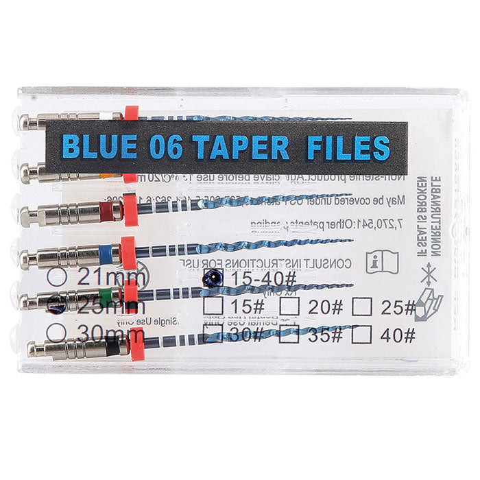 Dental NiTi Endo V Blue Engine Use Rotary File 21mm/25mm Taper .04/.06 #15-40 6pcs/Pack - azdentall.com