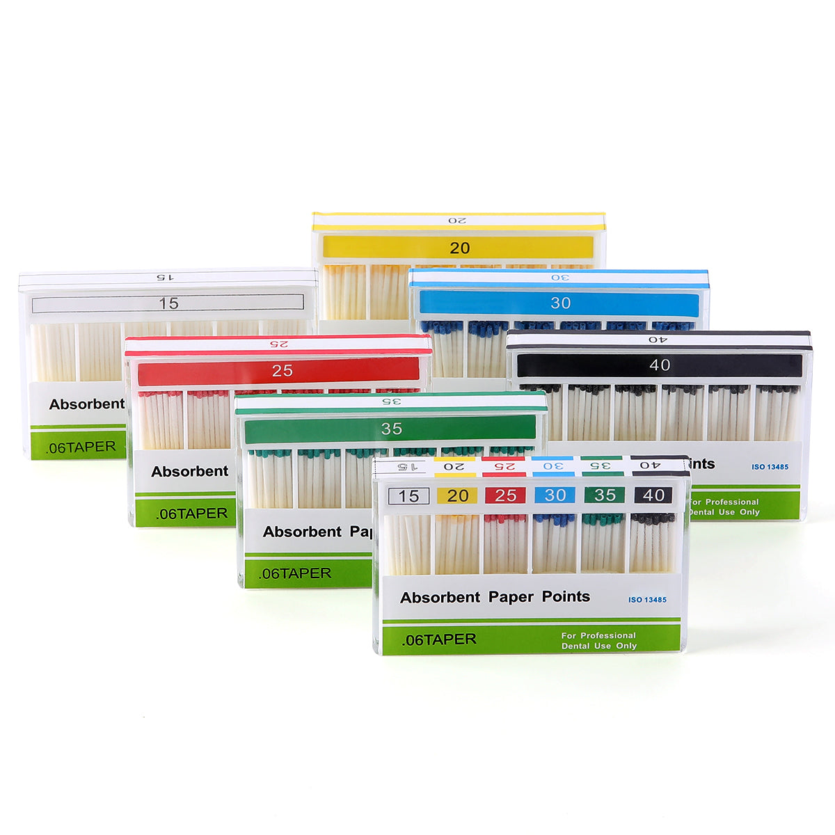 Absorbent Paper Points #15-40 Taper Size 0.06 Color Coded 7 Models 100/Box-azdentall.com