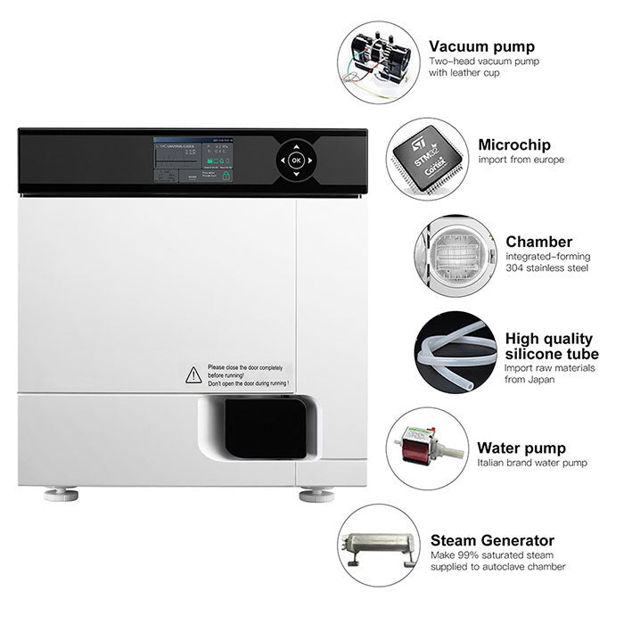 Dental Autoclave Steam Sterilizer Table Top LCD Built-in Printer Class B Dry Function 17L - azdentall.com