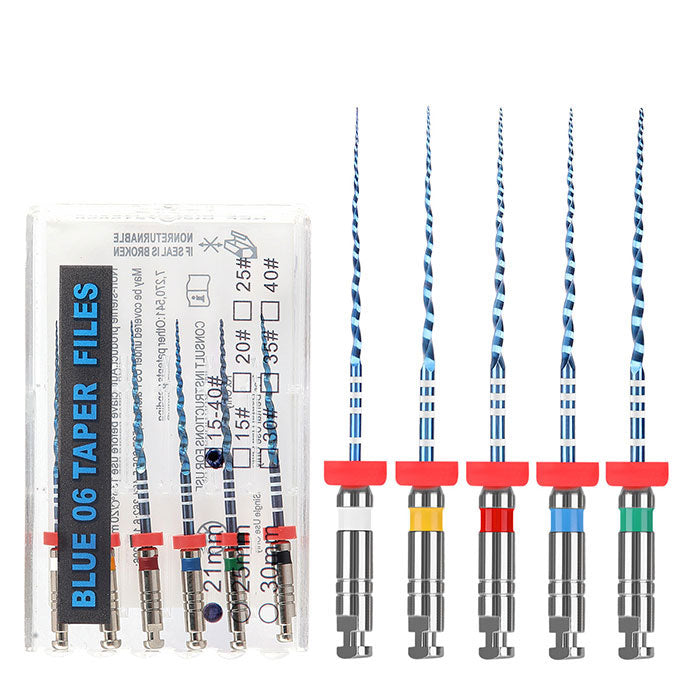 Dental NiTi Endo V Blue Engine Use Rotary File 21mm/25mm Taper .04/.06 #15-40 6pcs/Pack - azdentall.com