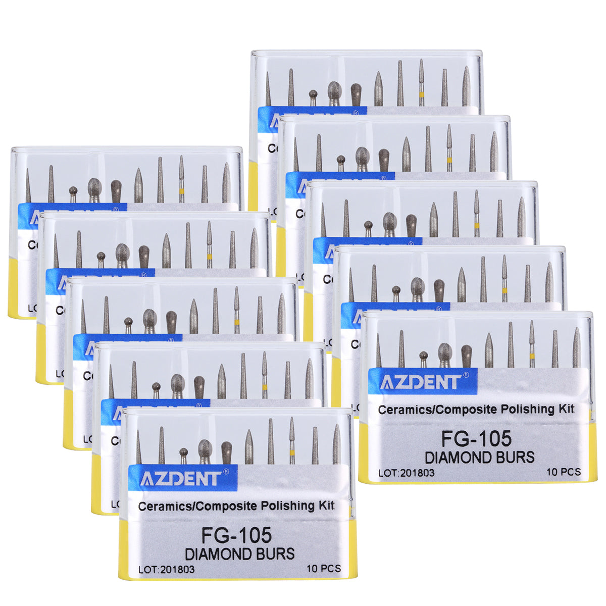 AZDENT Dental Diamond Bur FG-105 Ceramics/Composite Polishing Kit 10pcs/Kit-azdentall.com