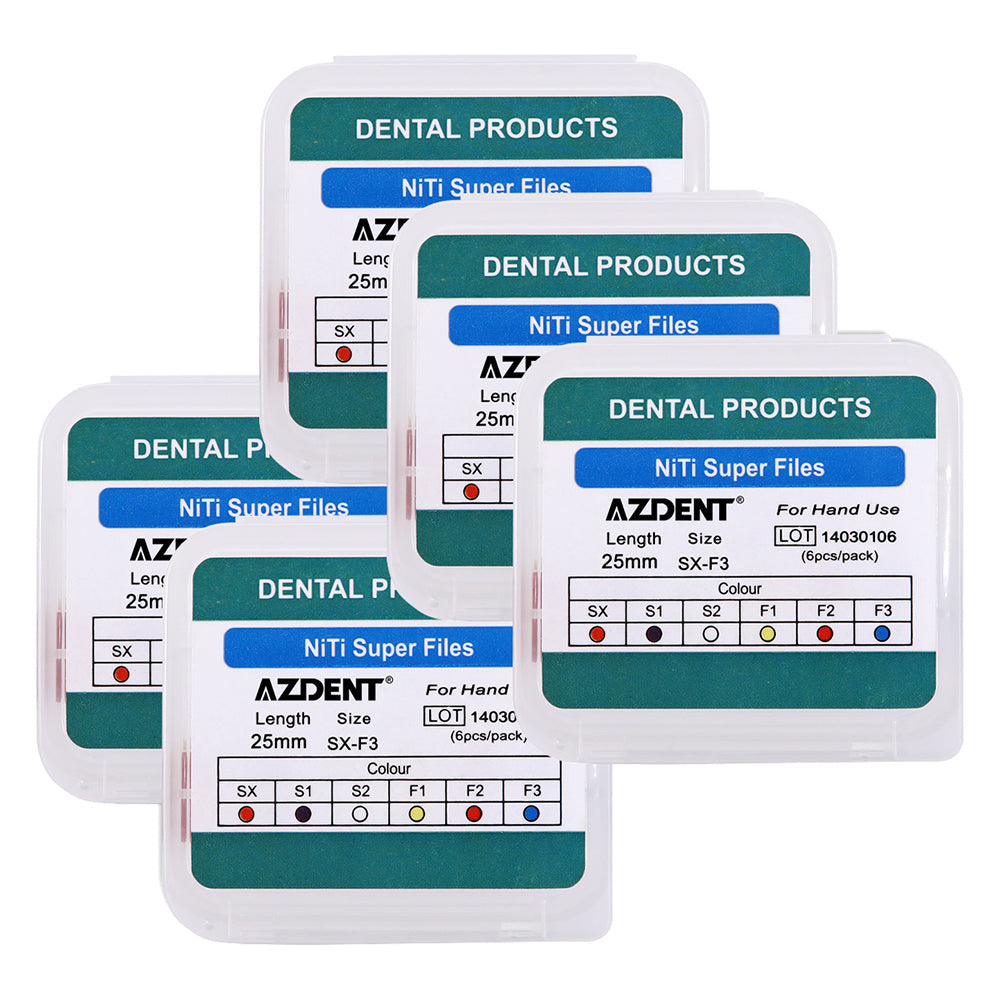 5 Packs AZDENT Dental Hand NiTi Super Files Heat Activated 25mm 6Pcs/Pack - azdentall.com
